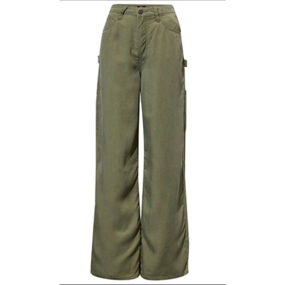 KUT from The Kloth Womens Sienna Super Wide Leg in Olive Carpenter Pants Size 2